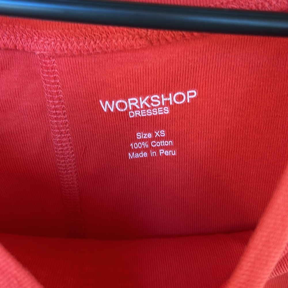 Women’s red-orange casual summer short sleeve knit dress. - Picture 3 of 3